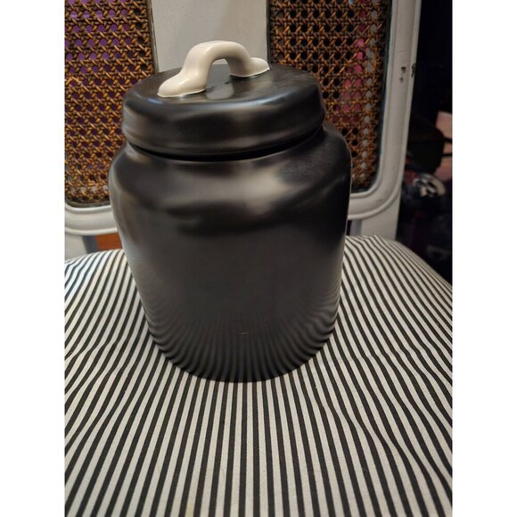 NWT Rae Dunn Halloween Skulls and Bones Chubby Black Canister - Picture 7 of 12